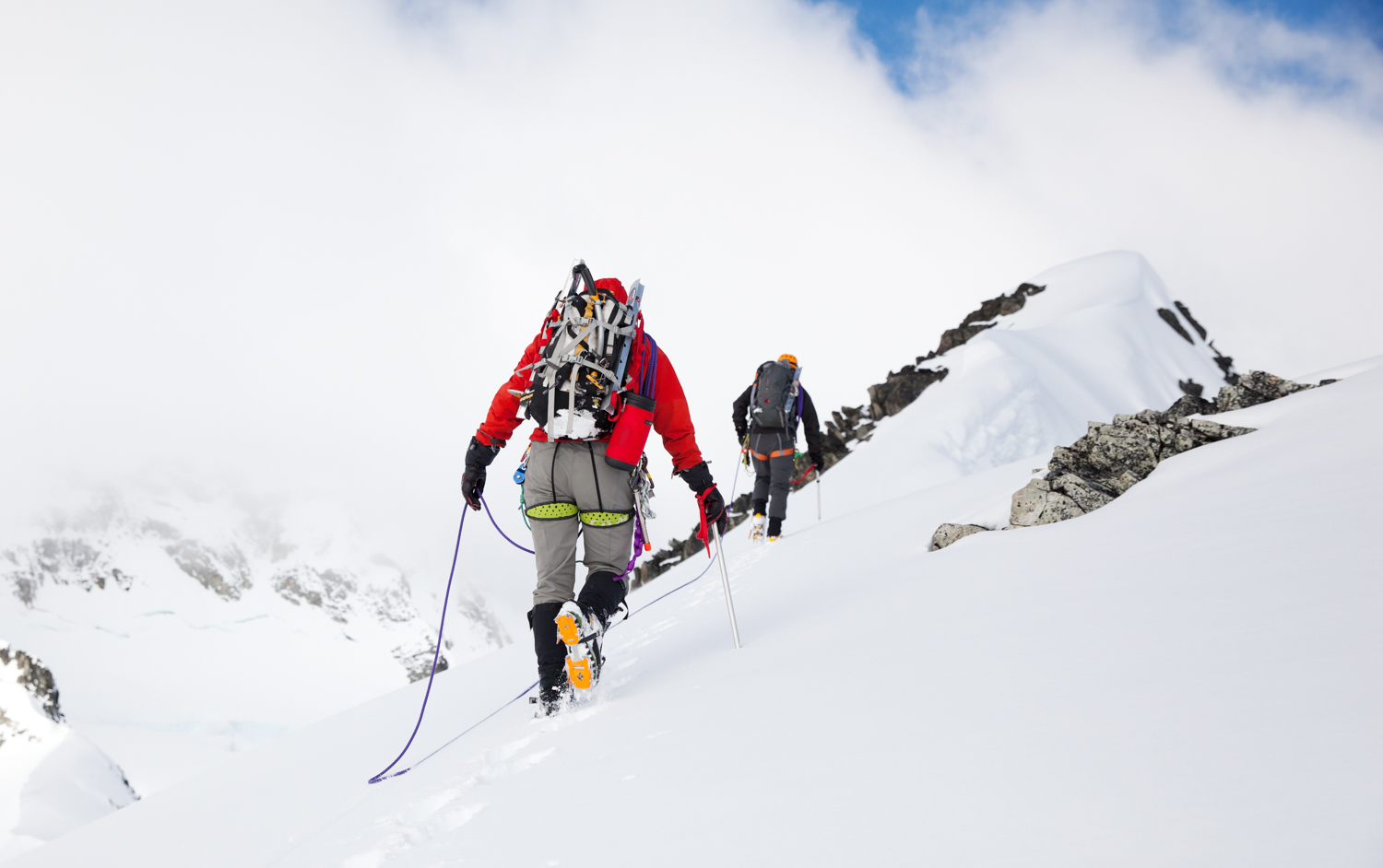  Two mountaineers ascending Wedge Mountain, Canada 