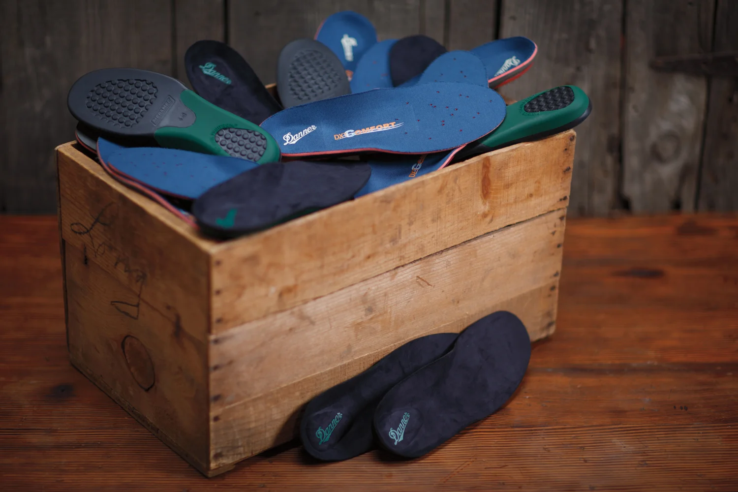 Product photography shot in studio: Danner comfort in-soles. 