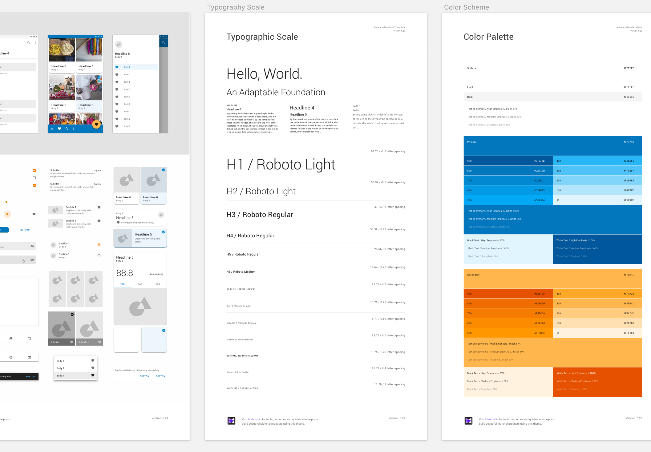 Our partial brand system applied to existing Roboto library.