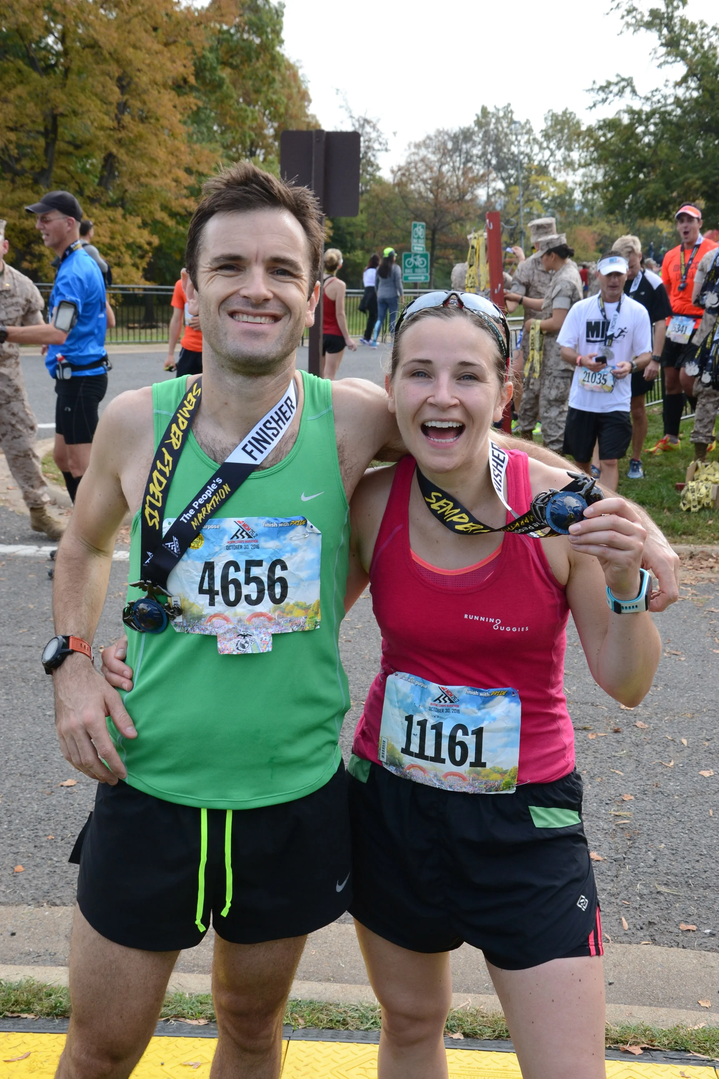 My brother and I at the Washington Marine Corps Marathon, USA in October 2016 - a new PB!!
