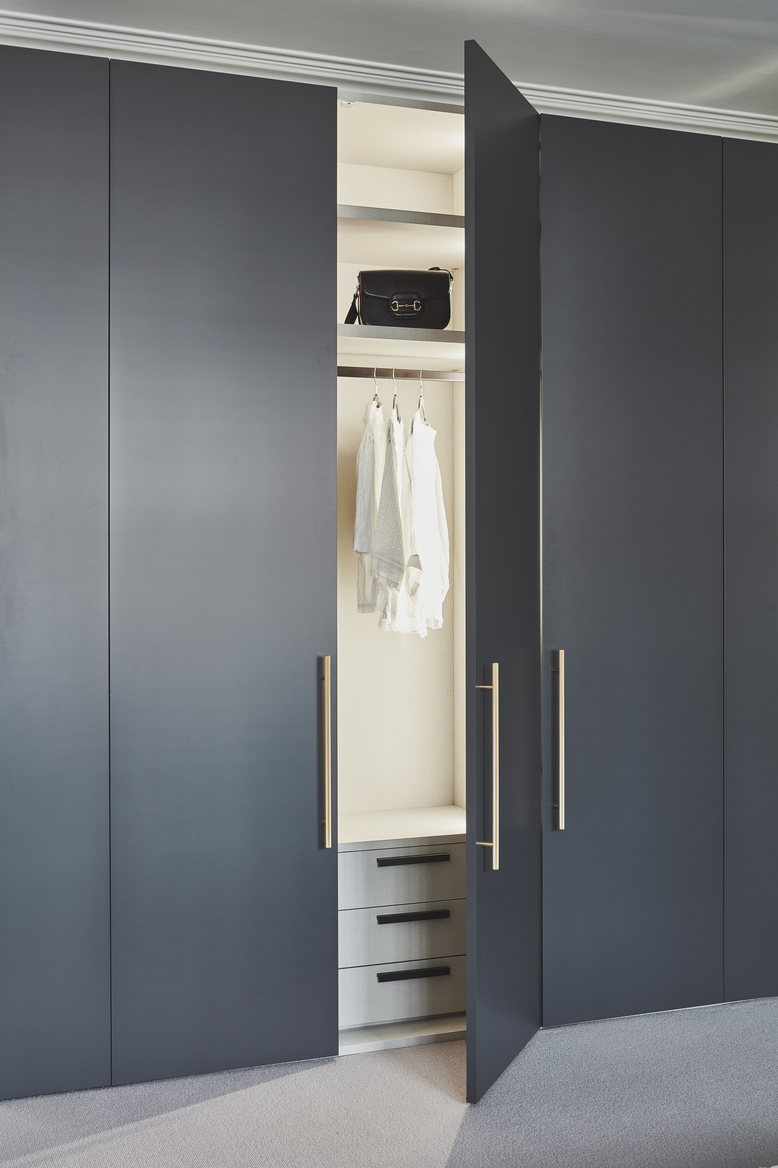 Fitted wardrobes and joinery in Balham home. Interior design studio based in Wandsworth.
