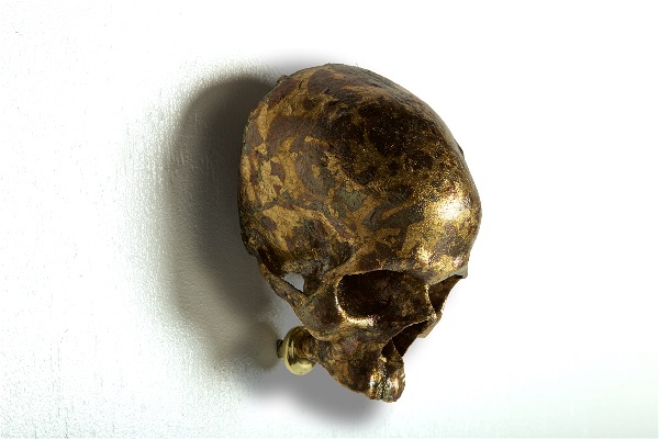"Skull Knocker" Gold Leafed Sculpture by Chris Blake Chappell