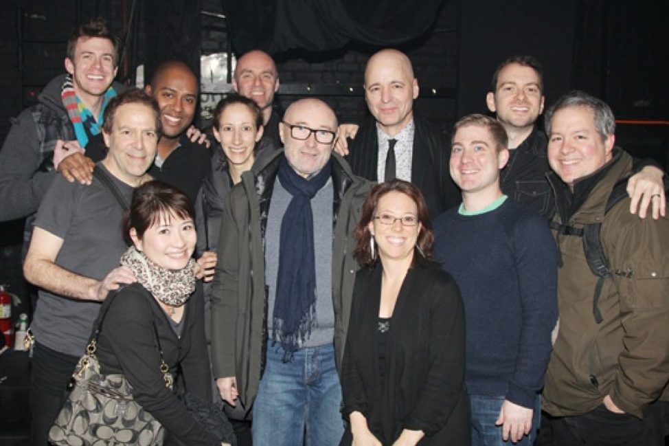 Kinky Boots Band backstage with Phil Collins. Photo by Bruce Glikas