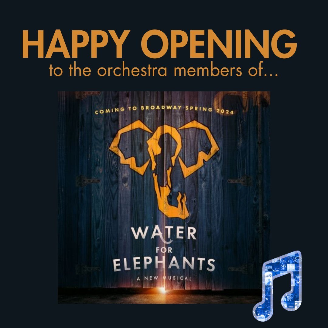 Wishing the orchestra members, cast, and crew of Water for Elephants @w4emusical a very happy OPENING tonight (3/21/24) at the  Imperial Theatre. ⁠
⁠
ELIZABETH DORAN&ndash;CONDUCTOR/KEYBOARD 1/HARMONICA⁠
ABEL GARRIGA&ndash;KEYBOARD 2/ASSOCIATE CONDUC