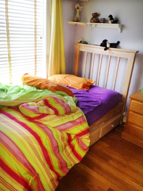 An unmade bed creates a cluttered, rumpled appearance no matter how tidy the rest of the room is