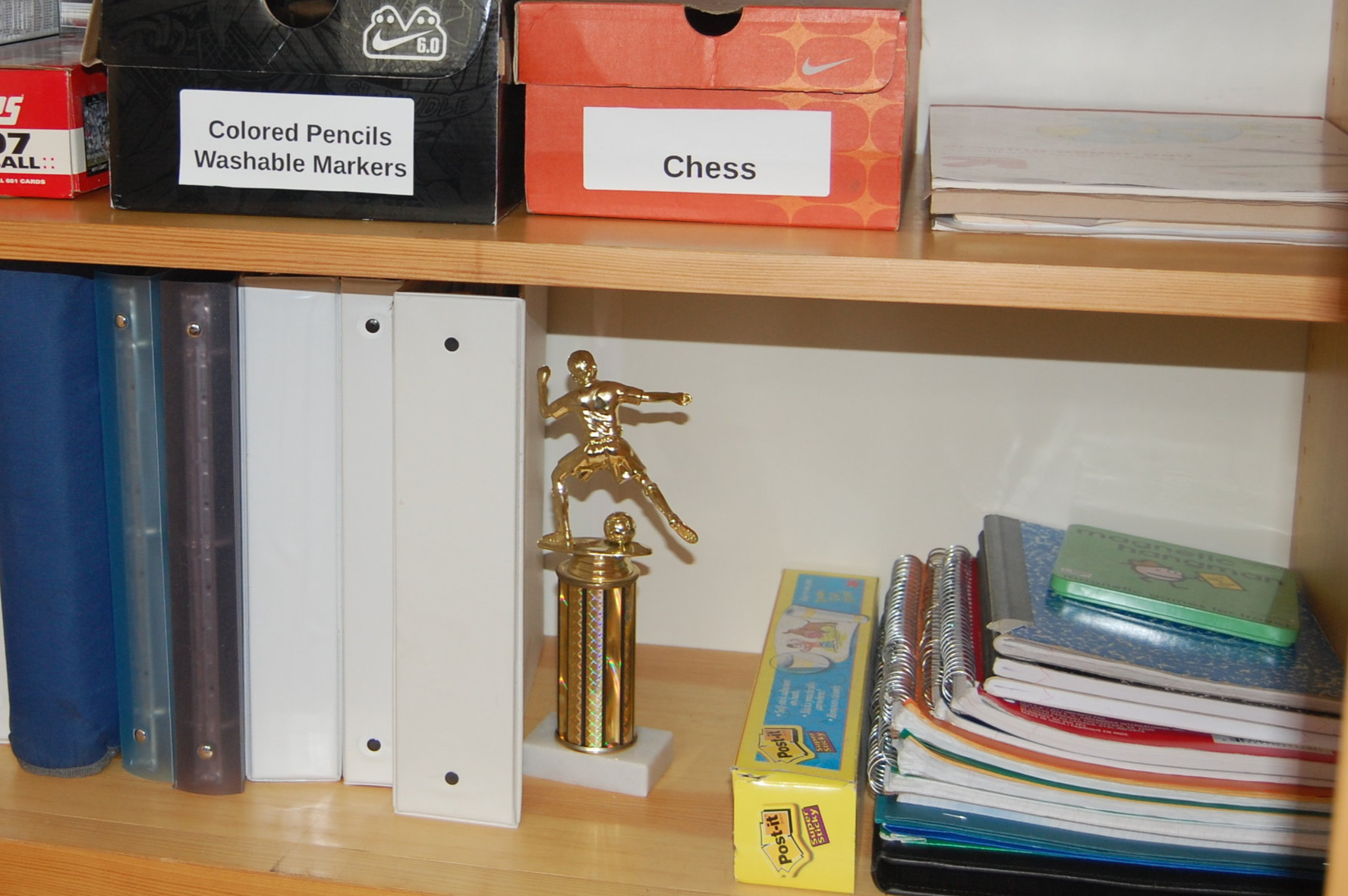 Keep school supplies together so fall inventory is simple and quick