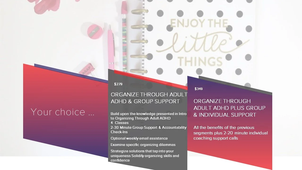 Organizing Through Adult ADHD  Class 4  (4-Part Series)  
