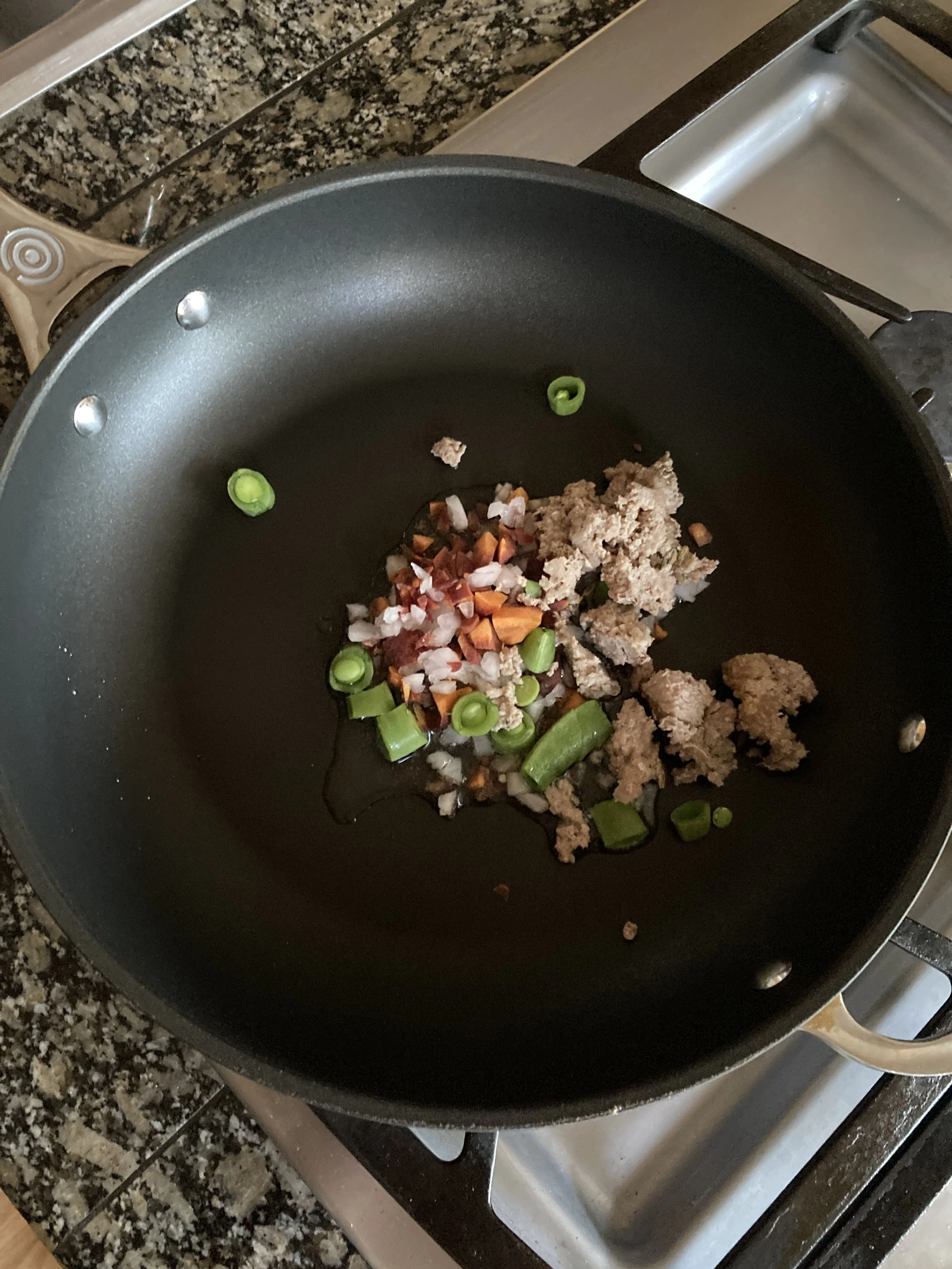 Veggies chopped and added