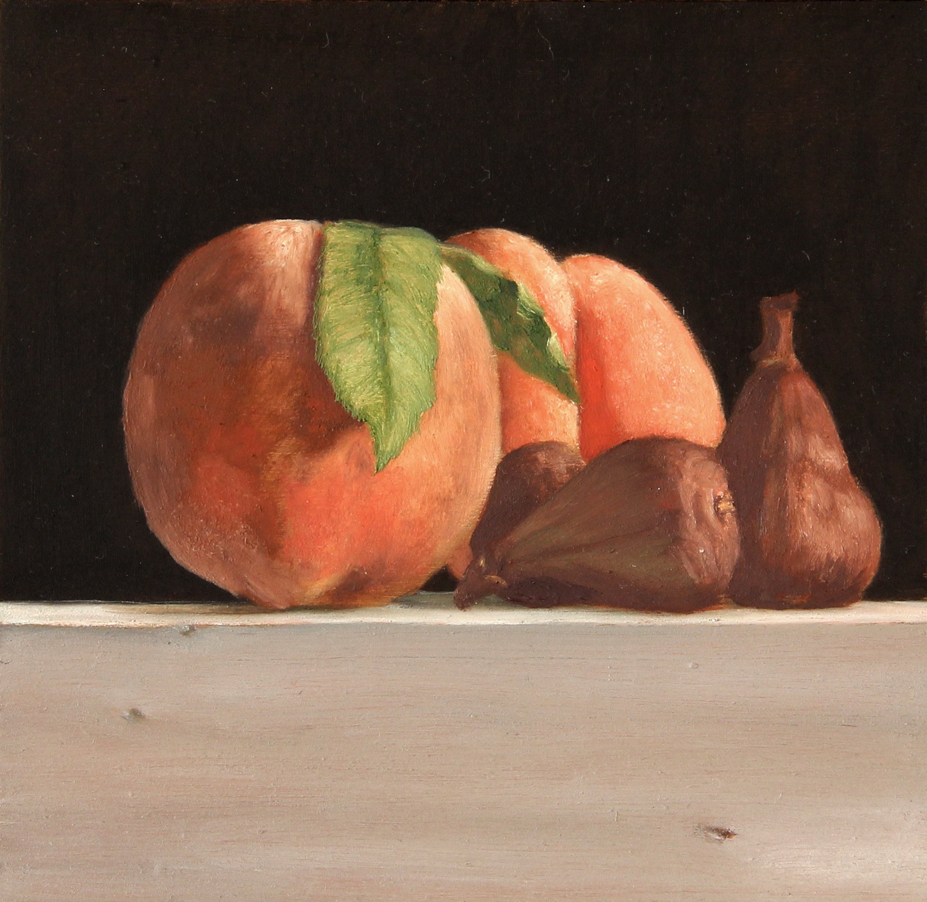 Peaches and Figs, 2023. OIl on copper panel. 5 7/8 x 6"