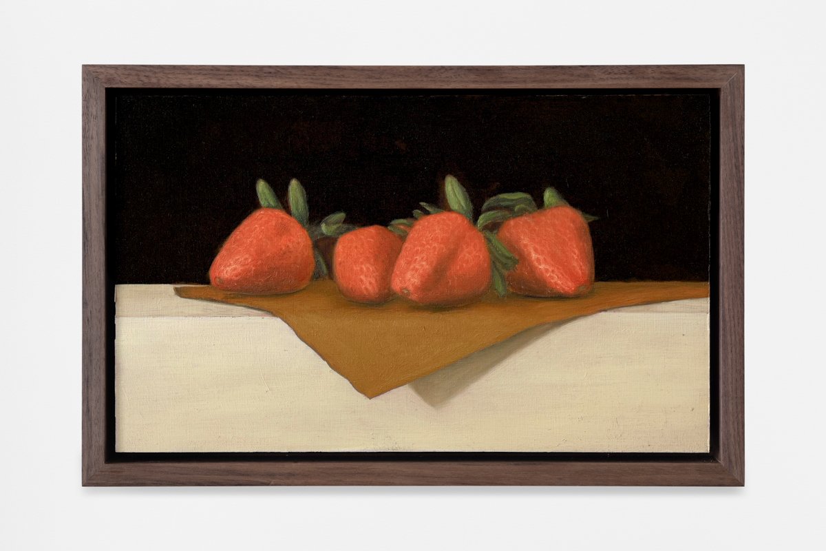 Strawberries, 2024. Oil on aluminum panel. 6 x 10"