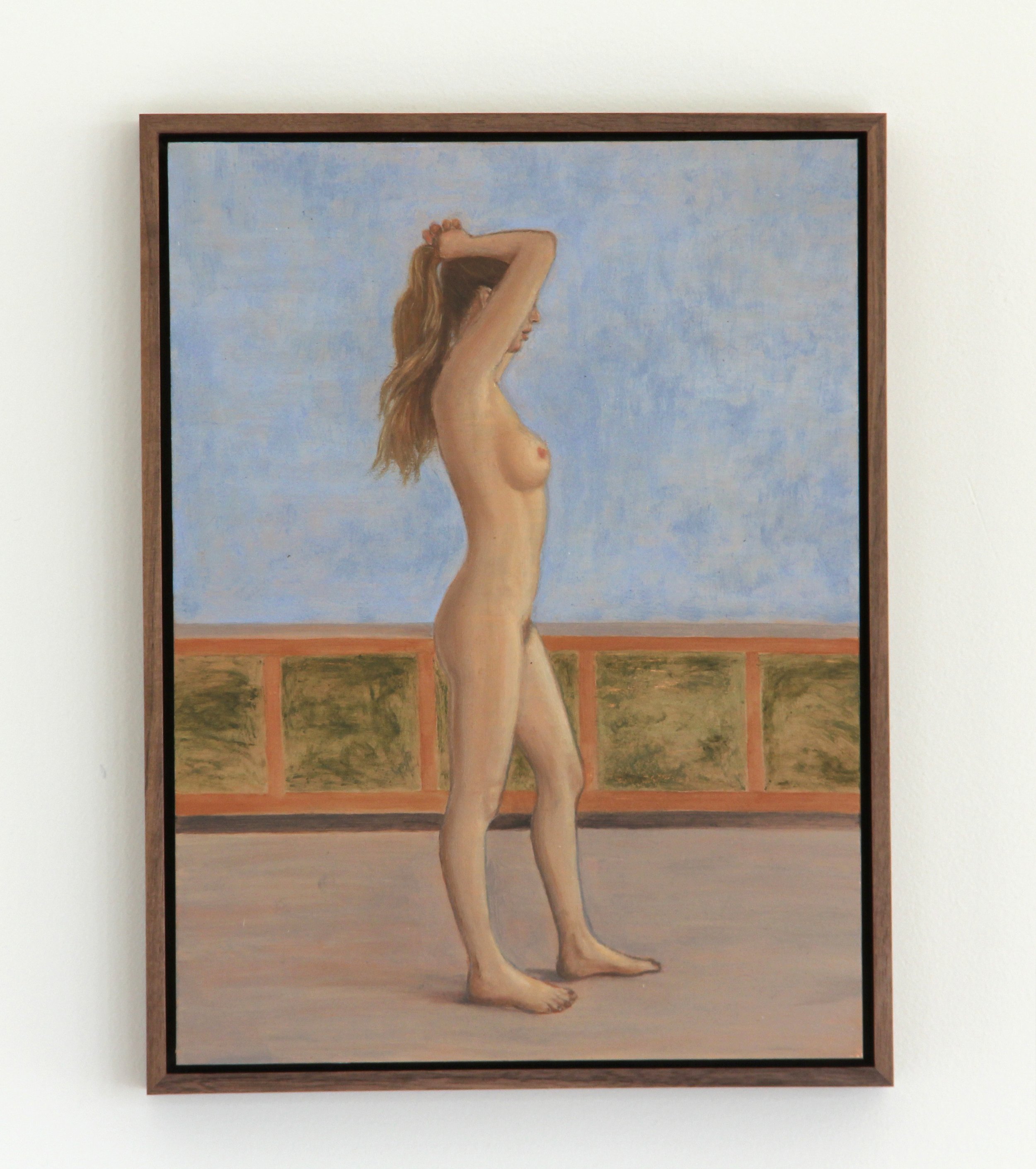 Hair tie, 2025. Oil on copper. 12 x 9"