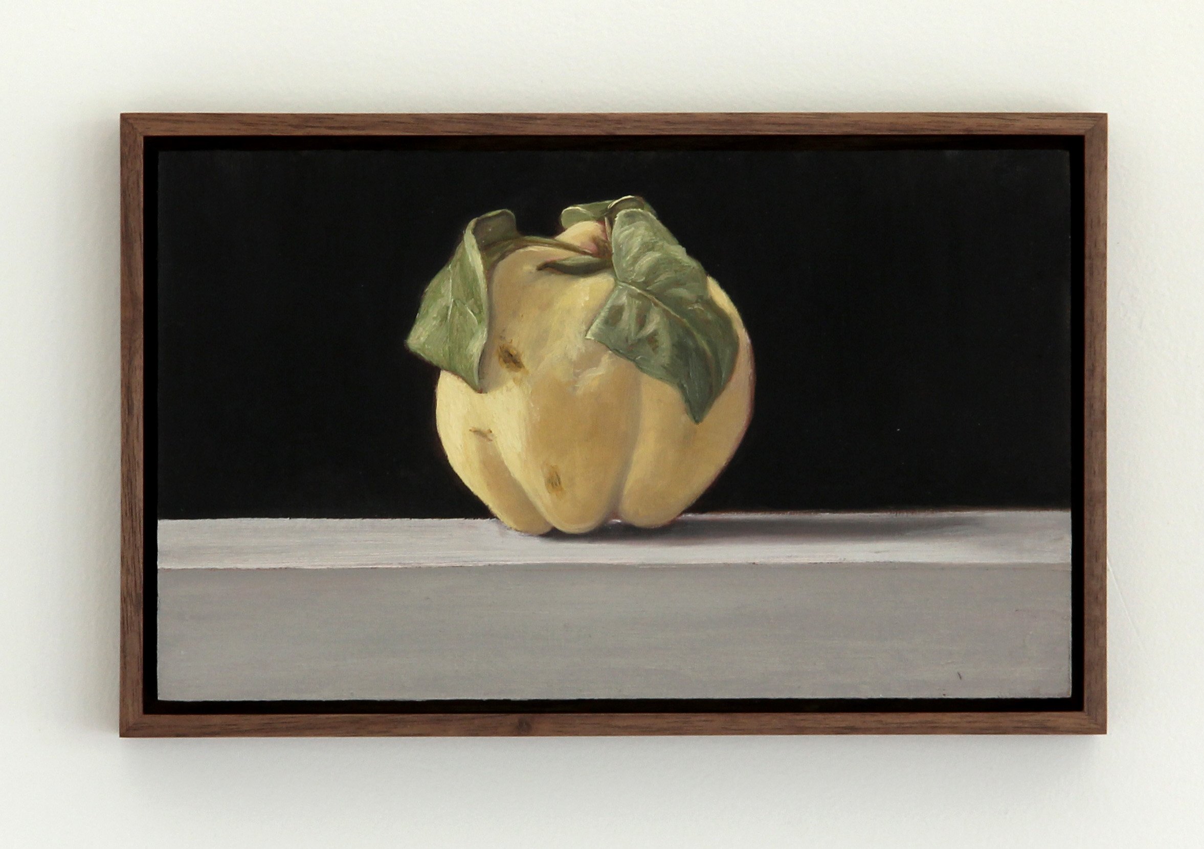 Quince, 2025. Oil on aluminum. 6 x 10"