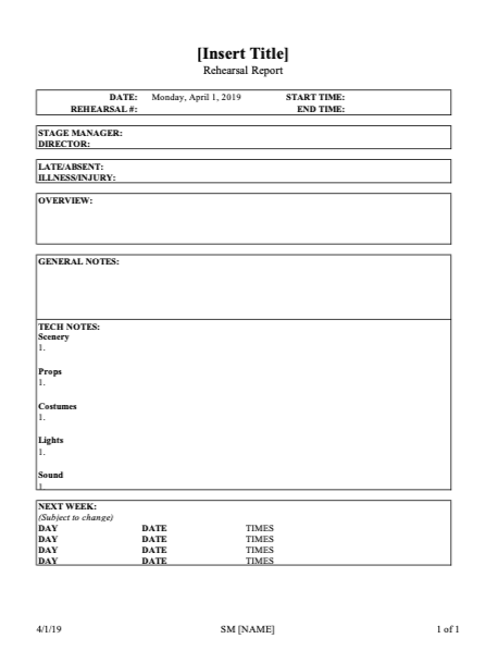 Performance Report Template