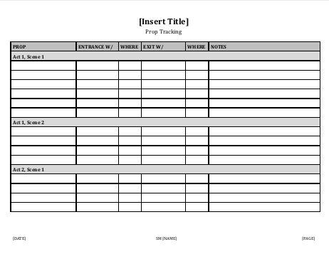 Prop Tracking Template