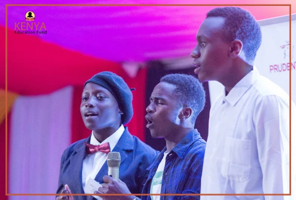 (From Left) Wendy, Boniface and Peter presenting a song)