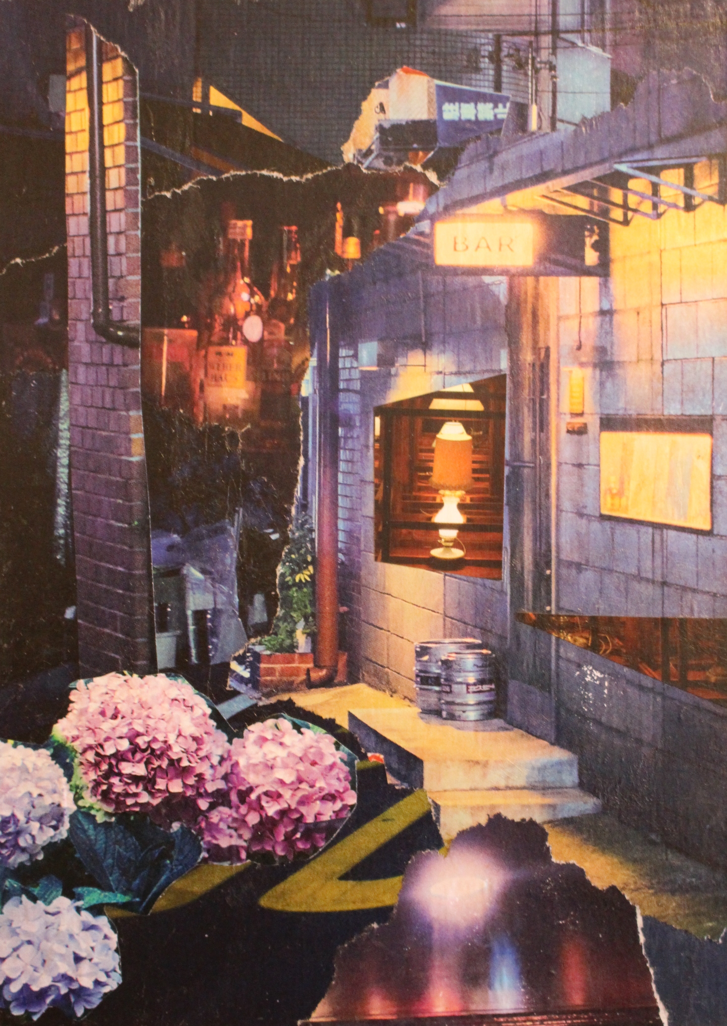 The Neighborhood Bar (collage, 7"x5")