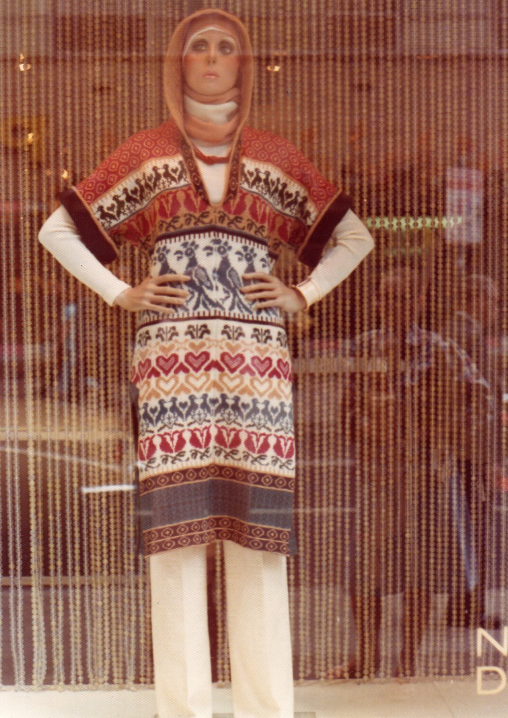 Hooded fairisle woolen tunic, 1970s