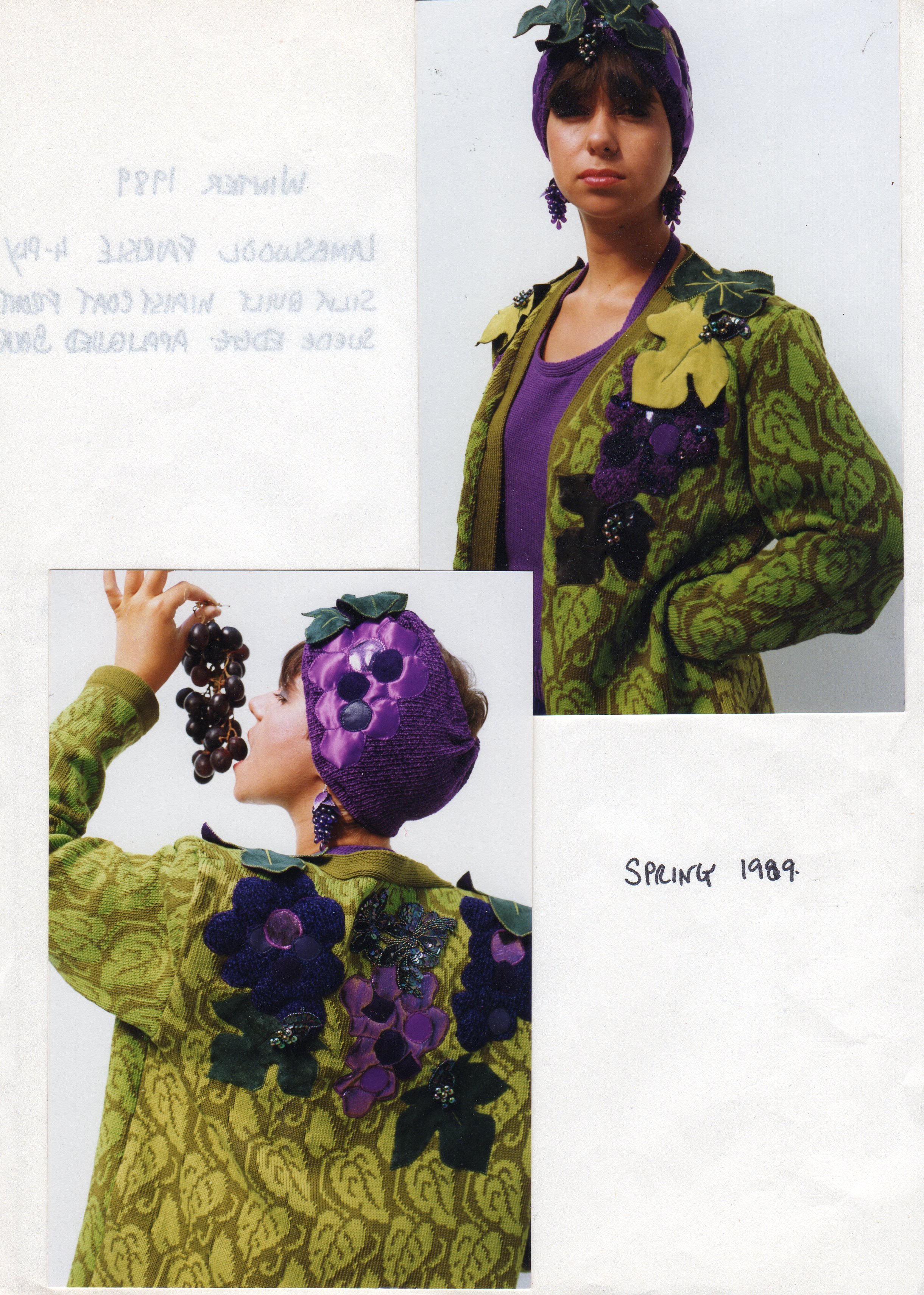 Knitted and appliqued jacket and matching turban, 1980s