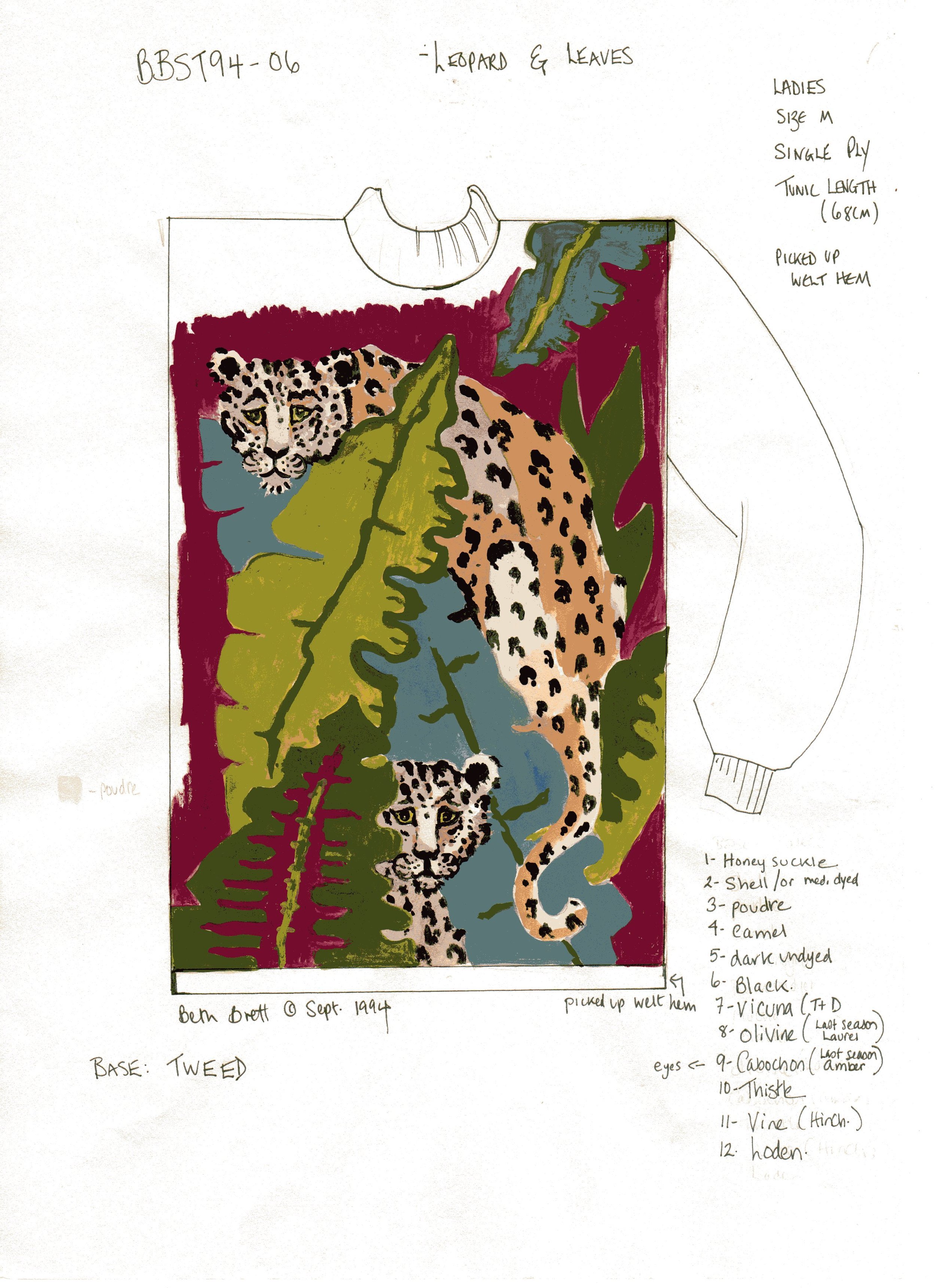Sketch for an intarsia cashmere design, 1990s