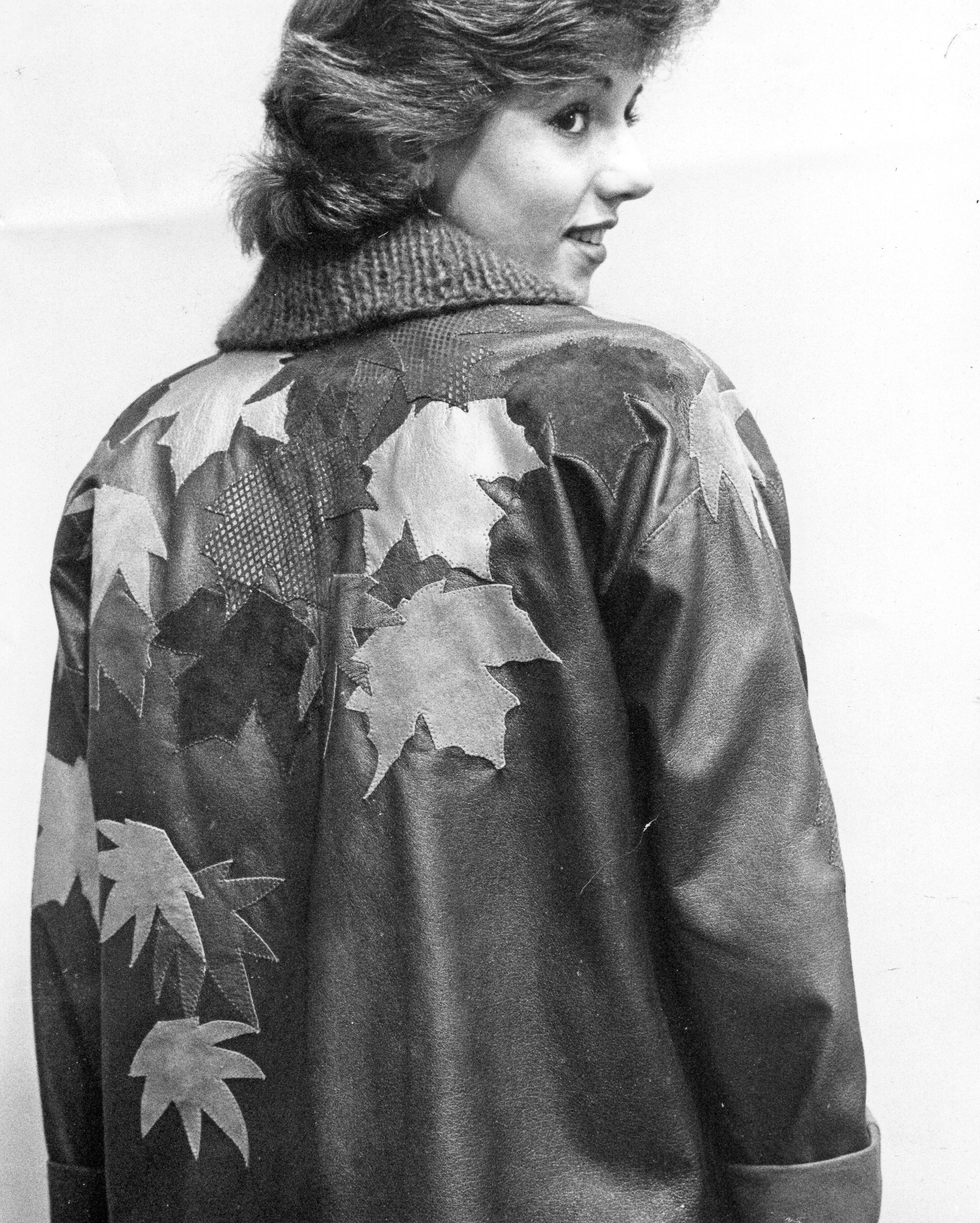 Leather leaf motif jacket, 1980s