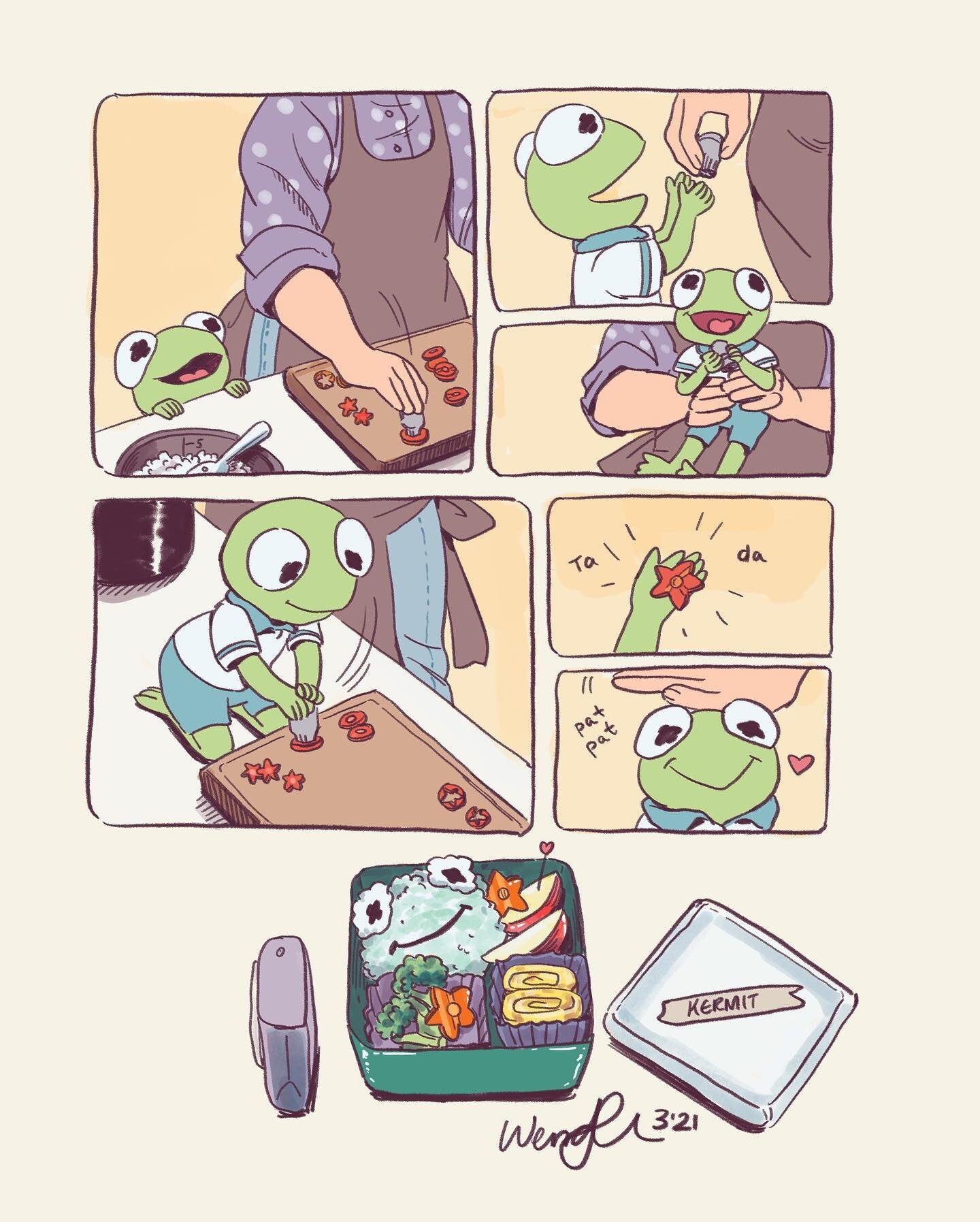ok i&rsquo;m more than a little obsessed with the idea of kermie making bentos 😭 #kermitthefrog #muppets #bento