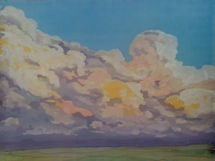 Clouds, 27"x27", Silk Painting