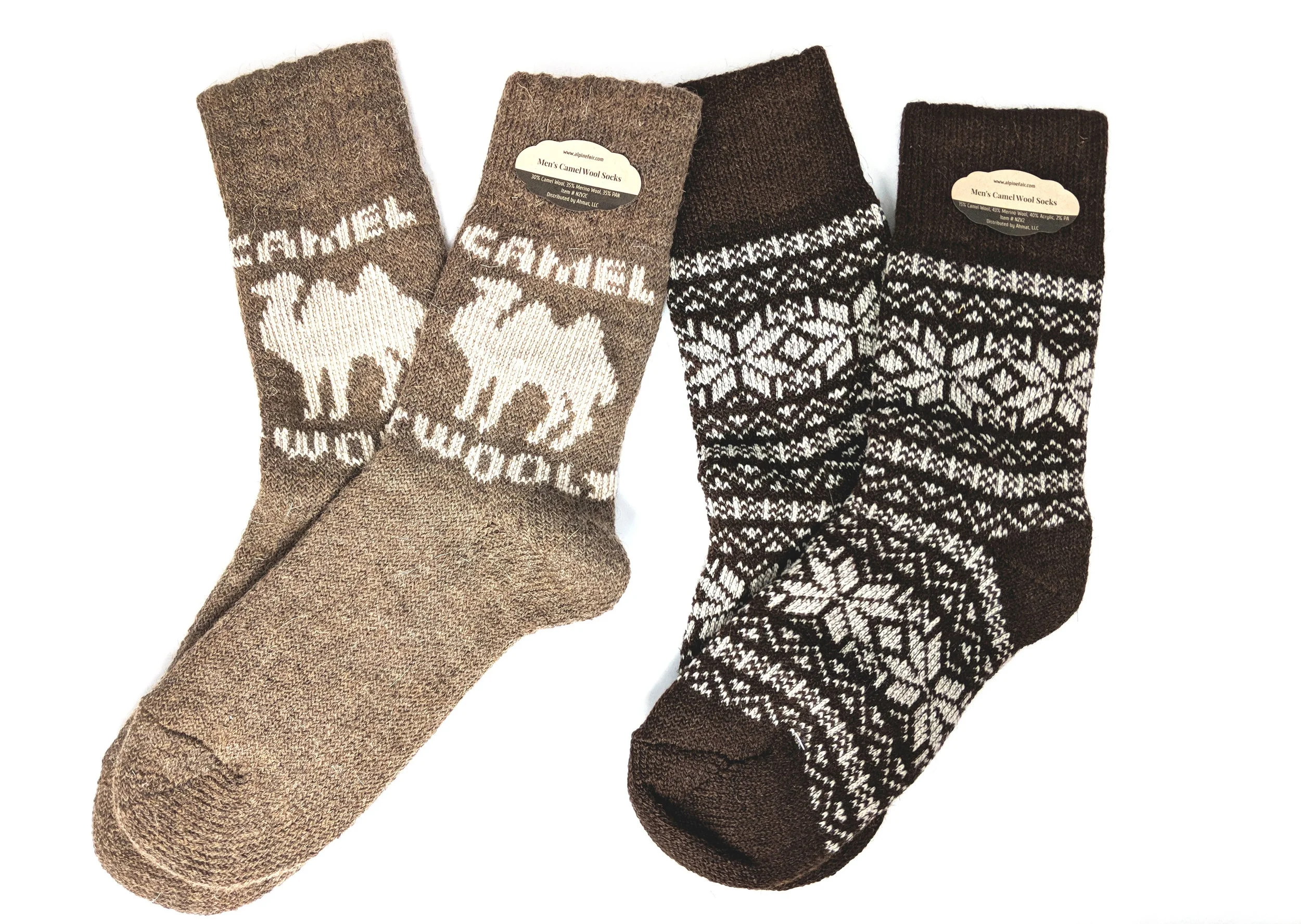 Two of the camel wool socks available to shop - Photo Credit: The Sock Review
