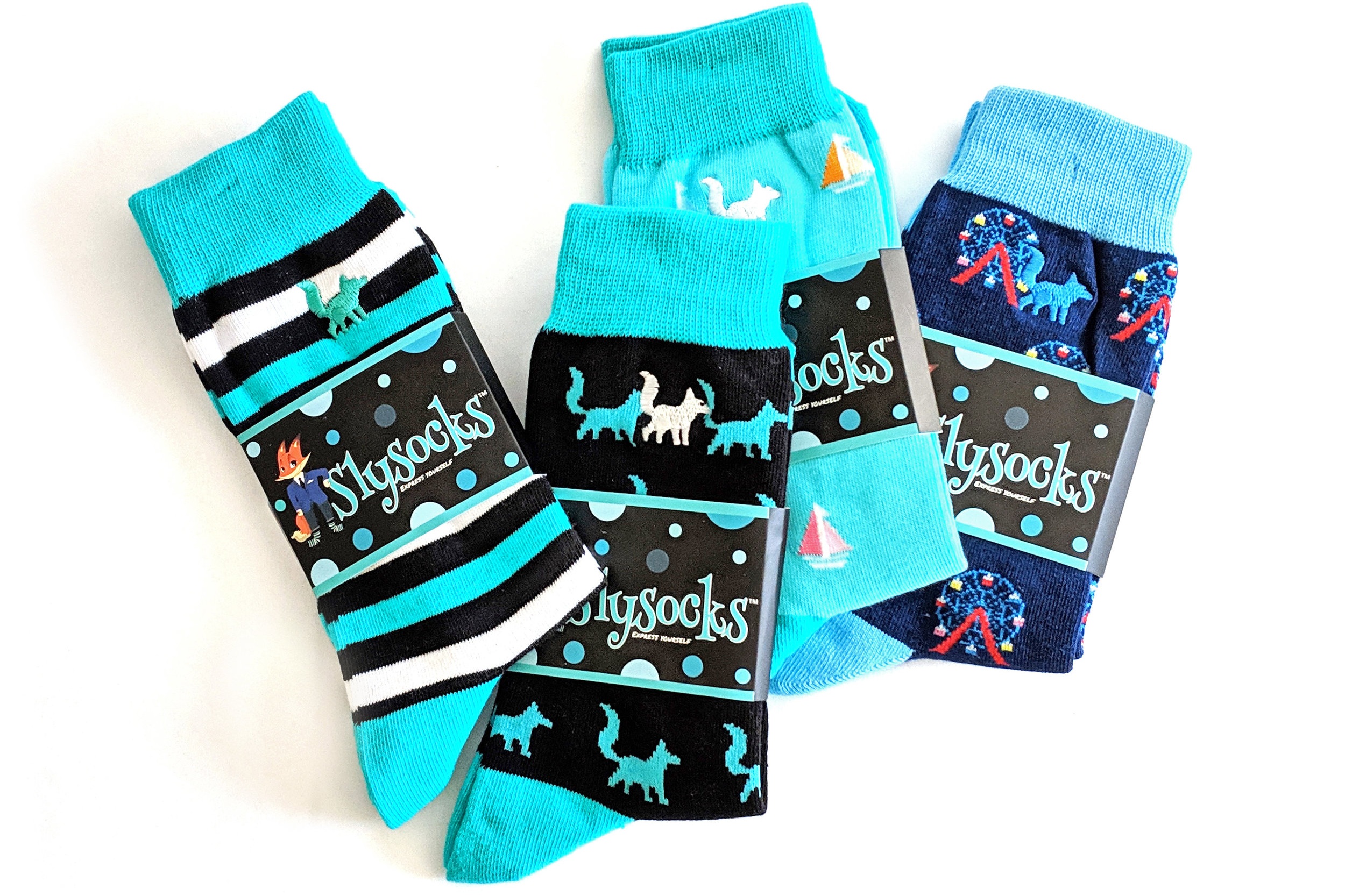 A Set of Superbly-Stylish SlySocks! Add a splash of color into your sock drawer - those foxes are looking fabulous!