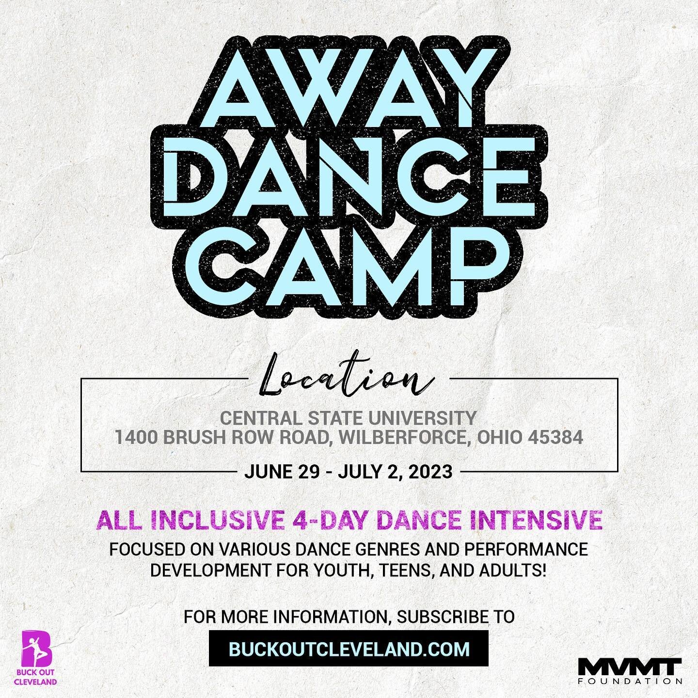 We are super excited to partner with @buckoutcleveland to bring you year two ✌🏾 of Away Dance Camp! Aaaannnd we&rsquo;re bringing the heat to Central State University! ✊🏾 Who&rsquo;s hopping on the bus with us from Chicago? 👀

Registration is now 