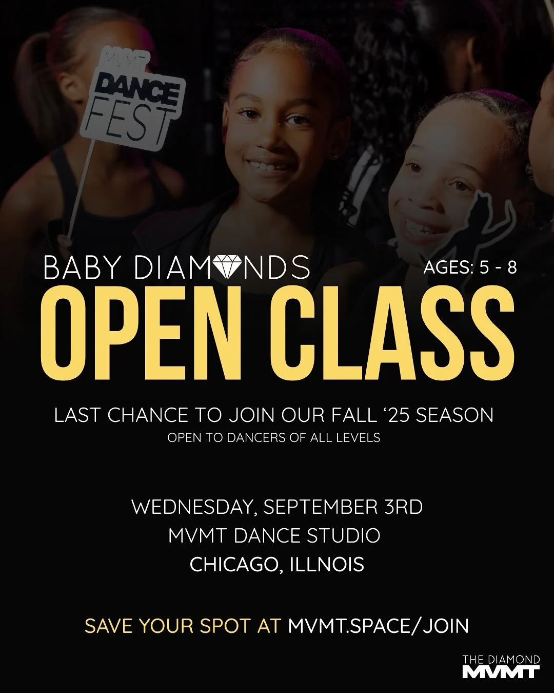 Chicago | Cleveland 📢

Missed open enrollment? Don&rsquo;t worry, it&rsquo;s not too late! 💎
Open Class is your LAST chance to join The Diamond MVMT this season.

Be mindful of the dates for your specific division (listed on the flyer). Don&rsquo;t