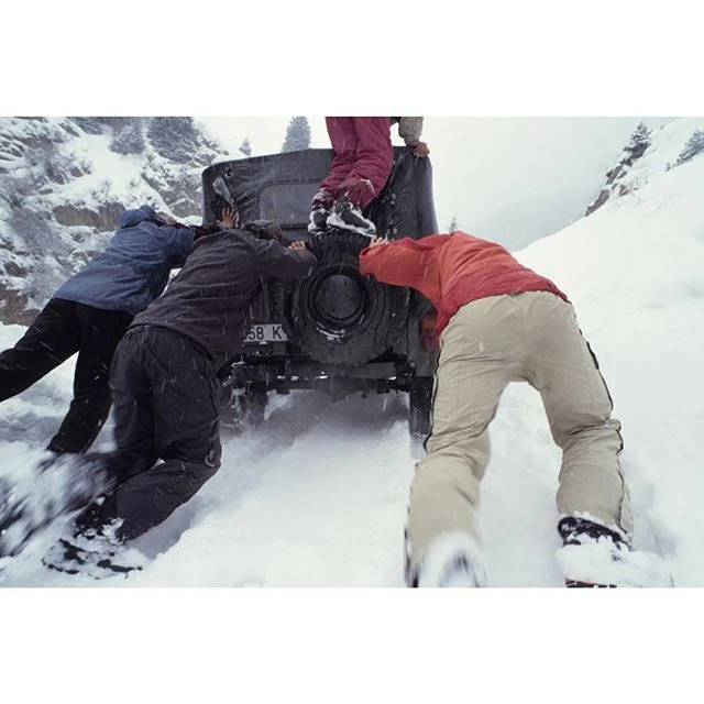 An oldie from a trip to Kyrgyzstan for @Patagonia . The Russian Wos jeep thing was capable and badass, or more accurately the driver was capable and badass and  played &lsquo;tallica&rsquo; a Russian Metallica cover band nonstop while getting through