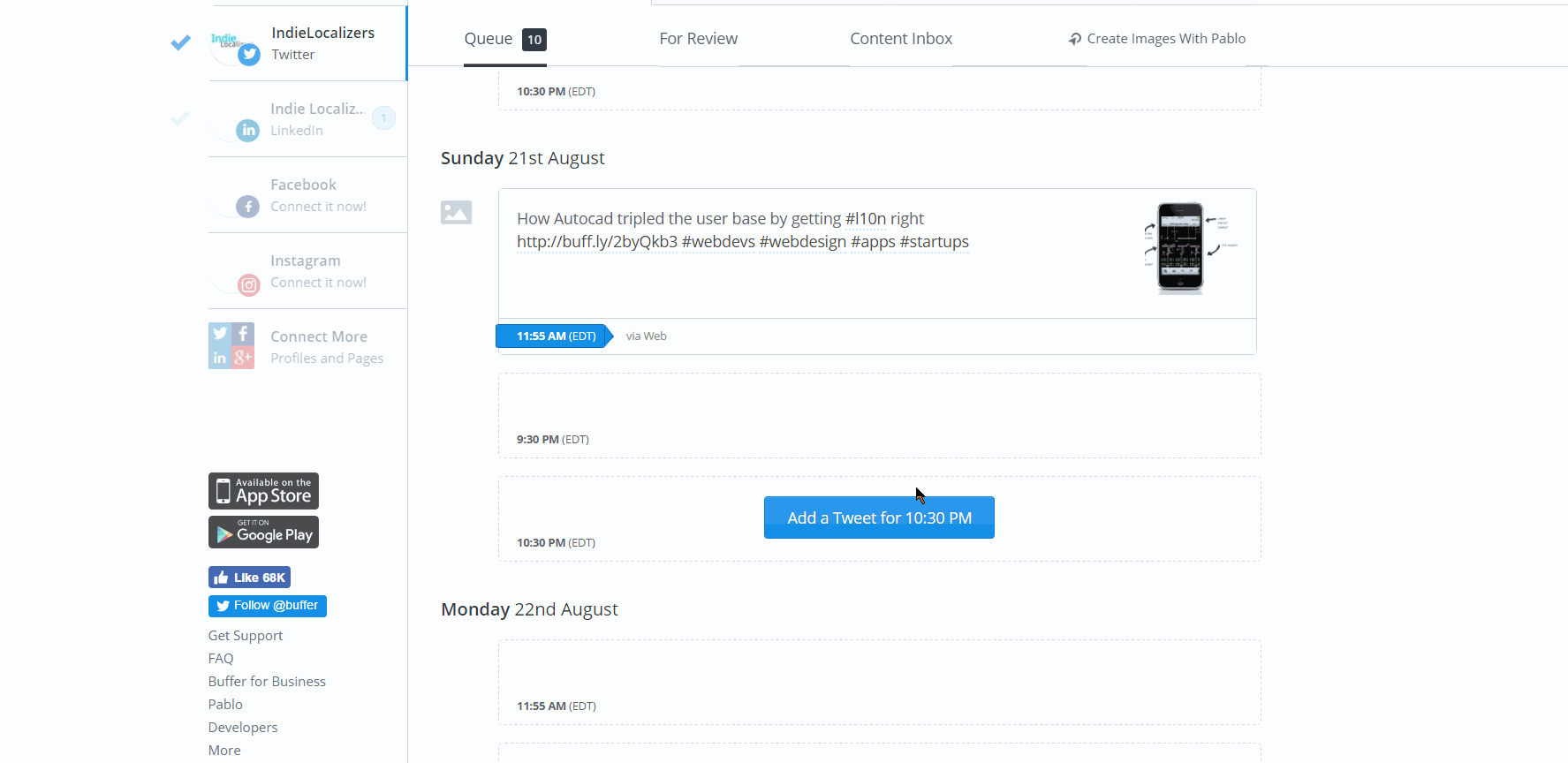 Making and adding a picture in Buffer