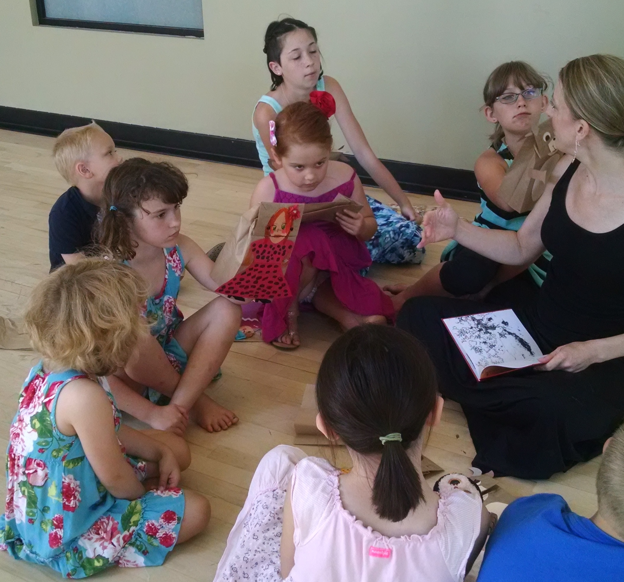 Working on our puppet show