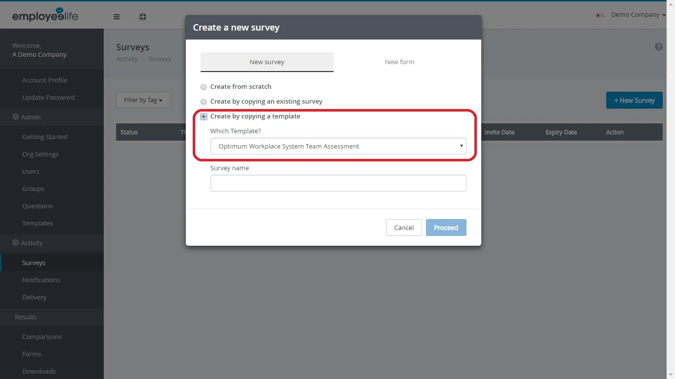 #4 - Create survey by copying a template