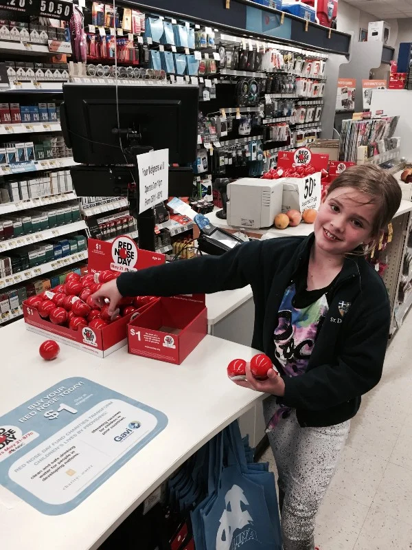 My Daughter Actively Participating in Walgreen’s Red Nose Day Campaign