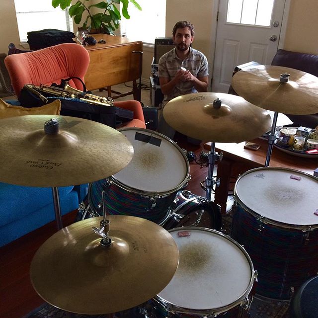 Pre-show rock-out warm-up. Real-deal at 4pm at @indianrolleraustin #sxsw2017 #atx #livemusic #drums #sax