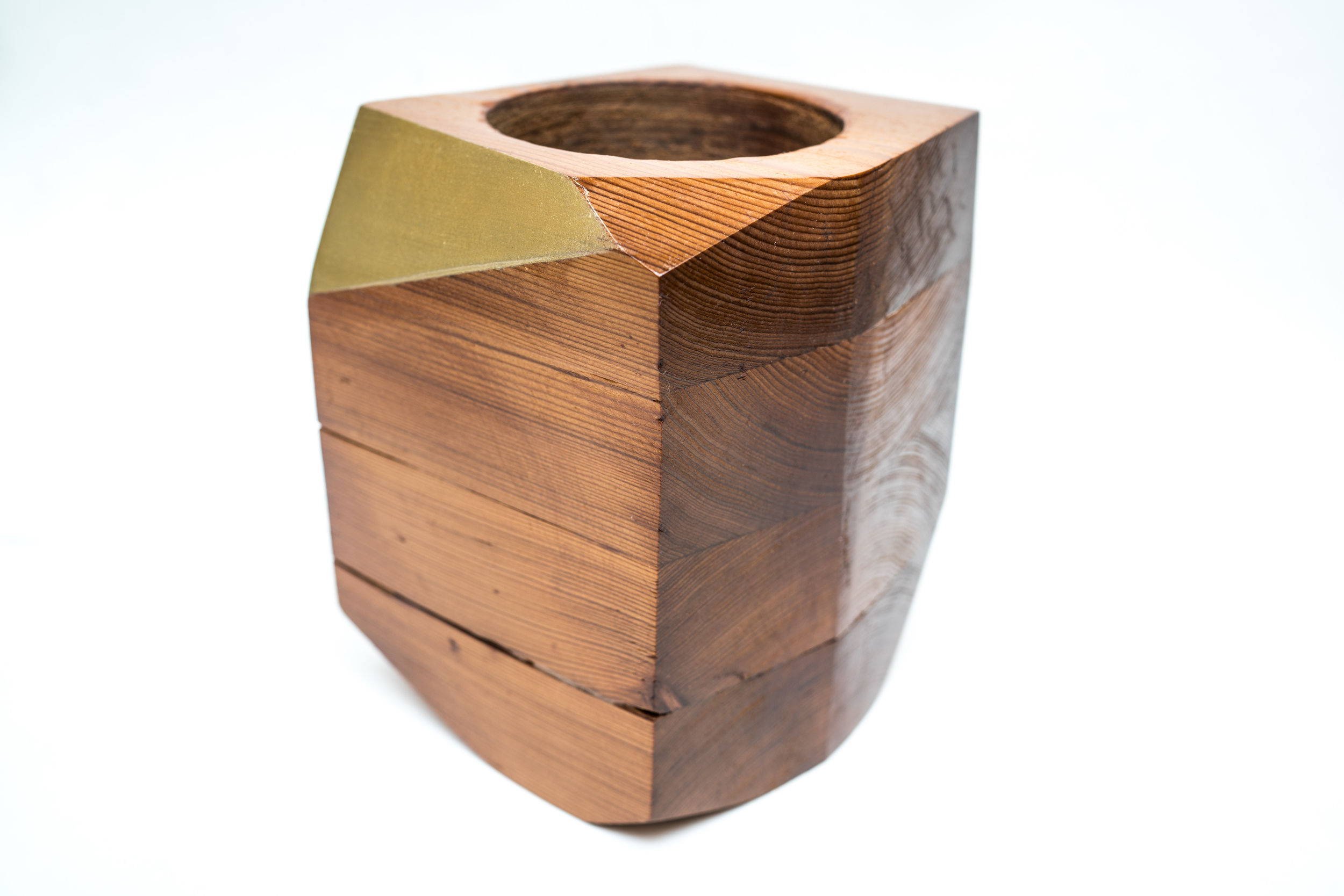 Stacked Cedar Planter w/ Gold Trim