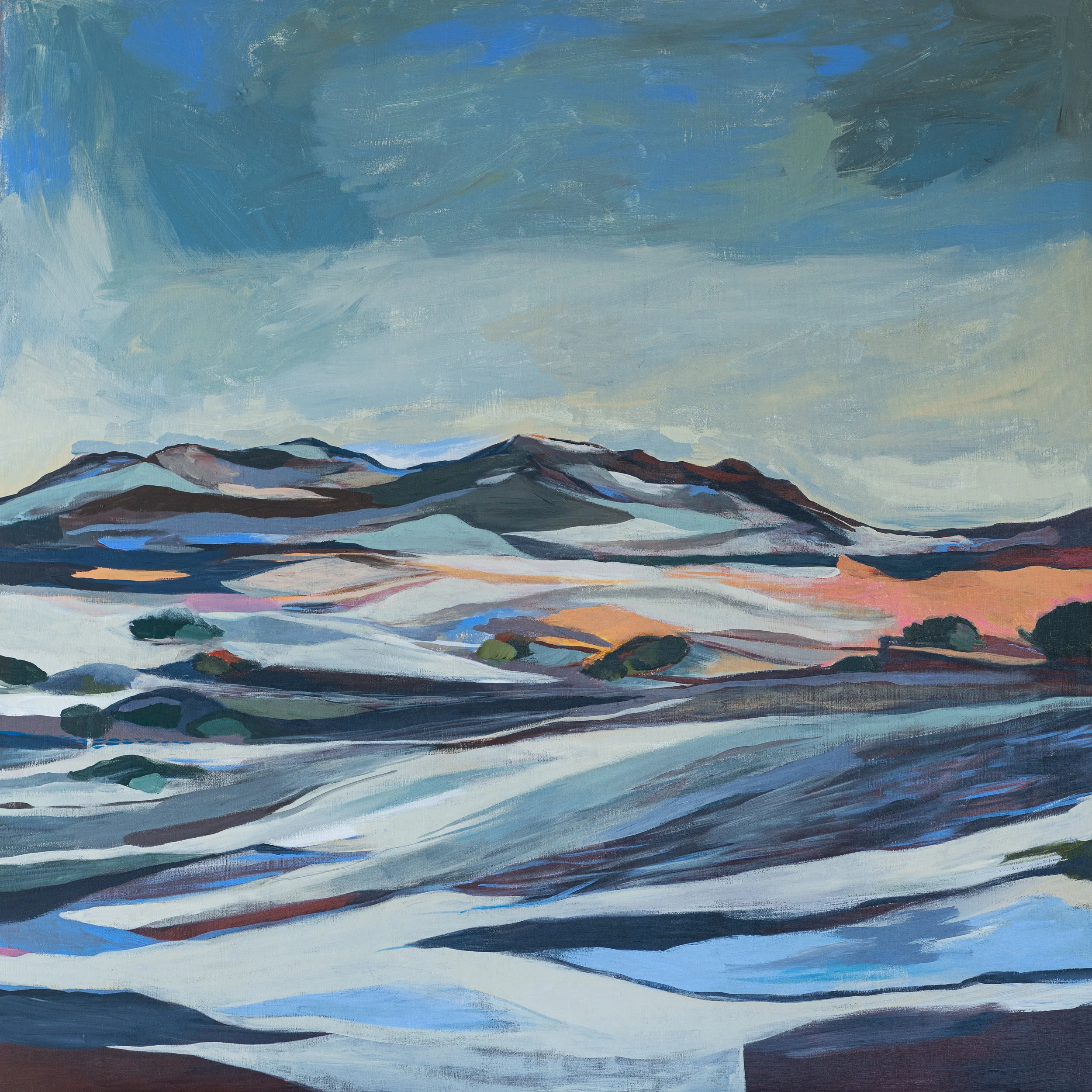 ‘Sandia Mountains’ Acrylic on Canvas 4ft x 4ft 2023 $1,300