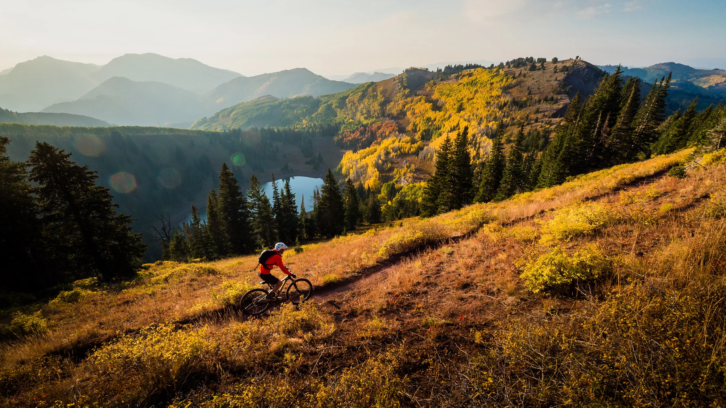 Biker Rides through Falls Colors
