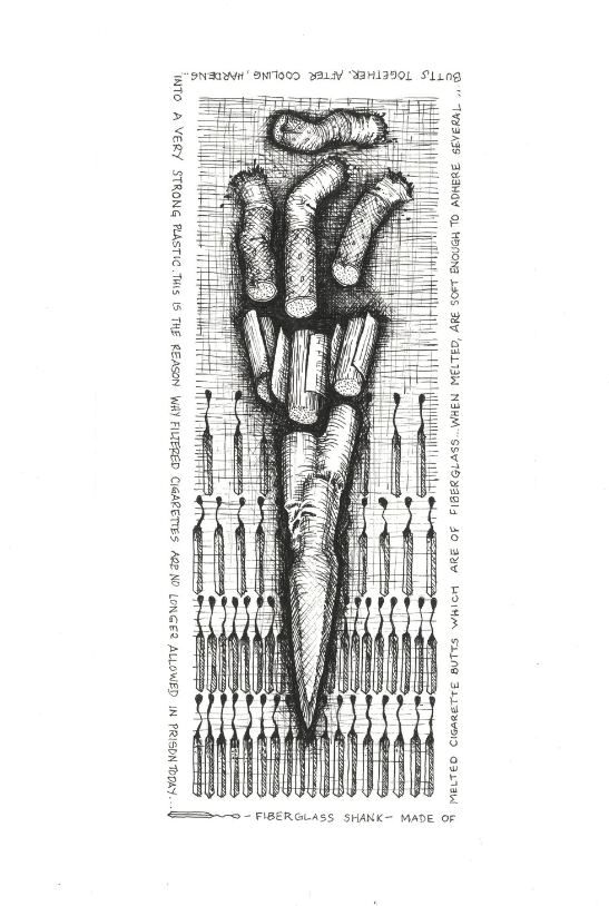 Fiberglass Shank , 2018. Ink on paper.