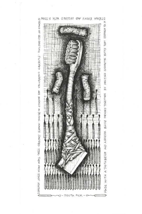 Tooth Pick , 2018. Ink on paper.