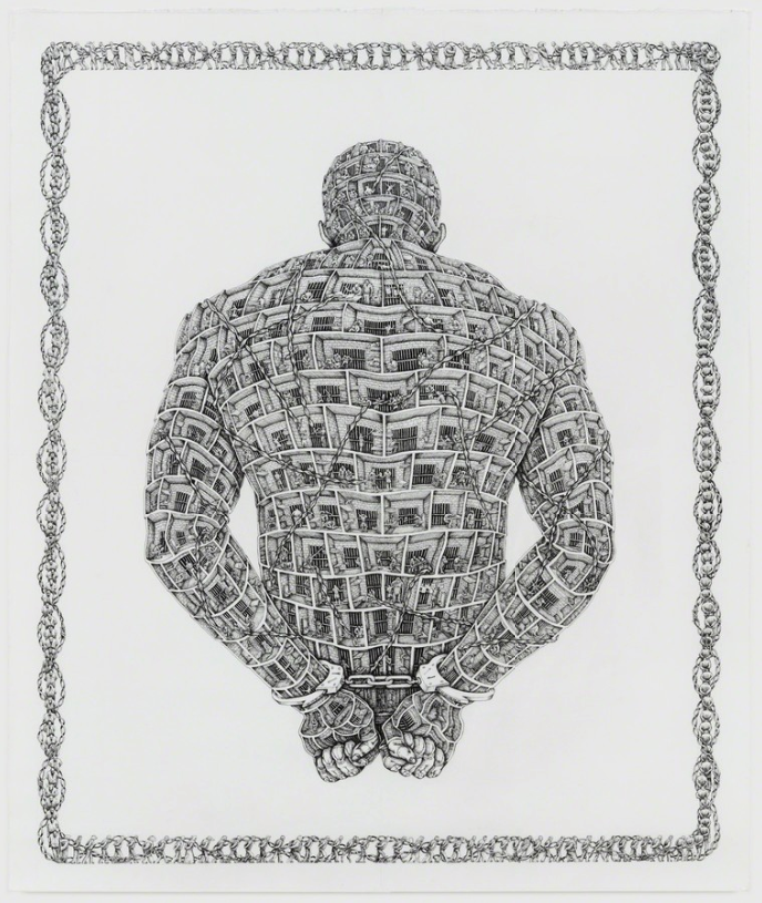 Untitled , 2018. Graphite and ink on paper.