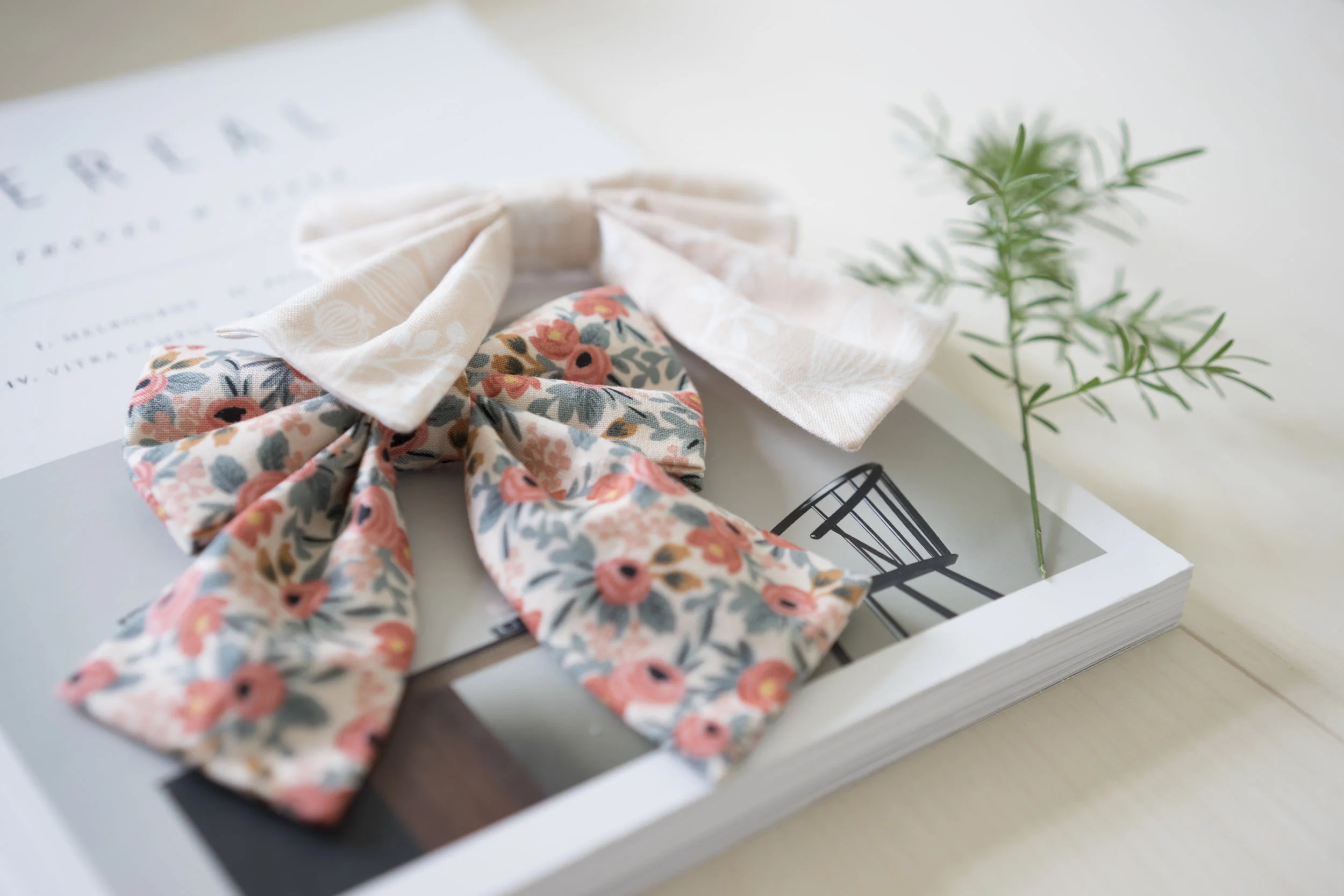 rifle paper co fabric sailor bow for cats flatlay