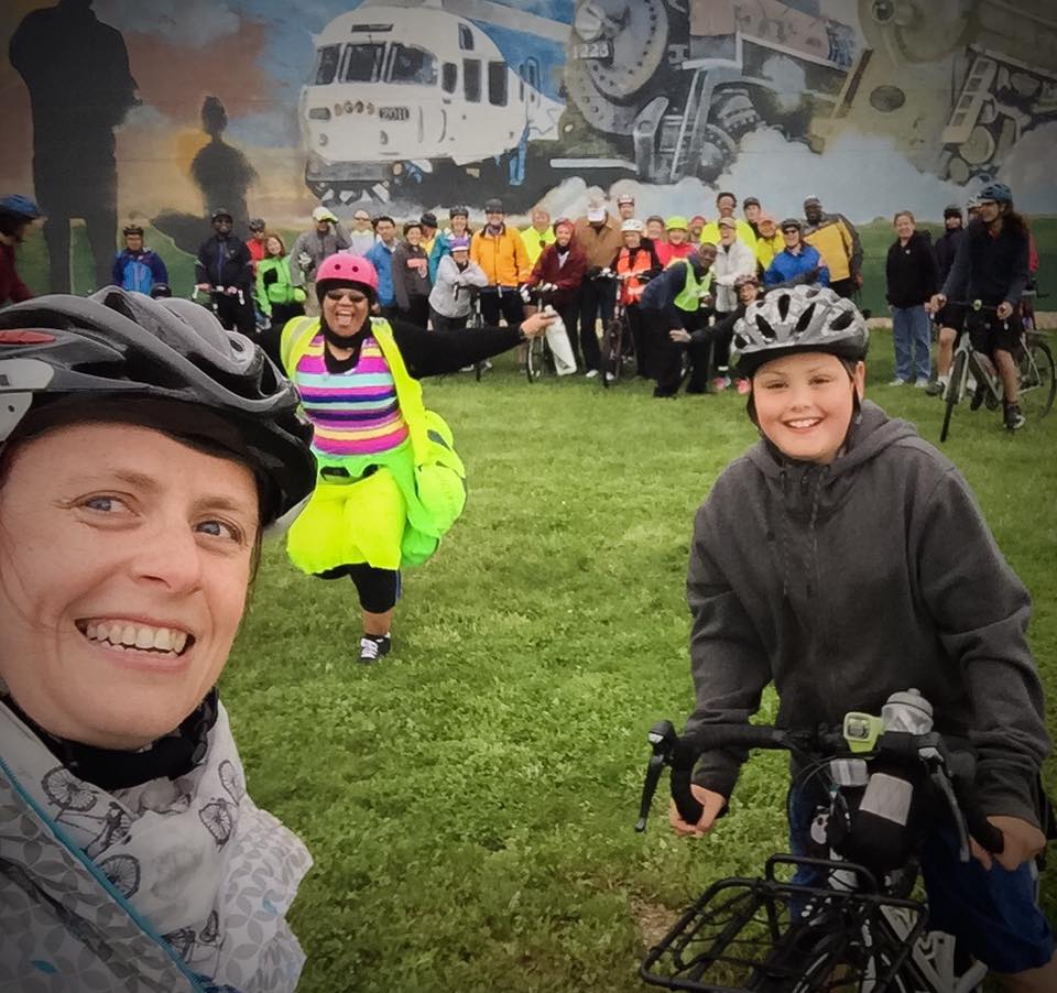Everyone poses in front of the mural, but a few goofballs steal the show! Photo credit: Kathleen O'Dowd