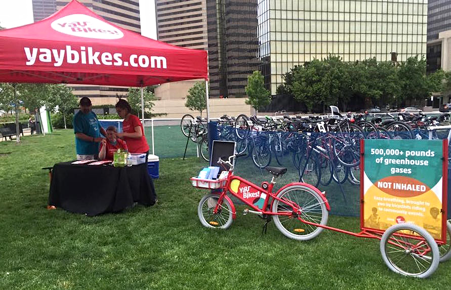 But a taste of what's to come: many elements of our new bike valets were on display at Columbus' Bike to Work Day celebration.