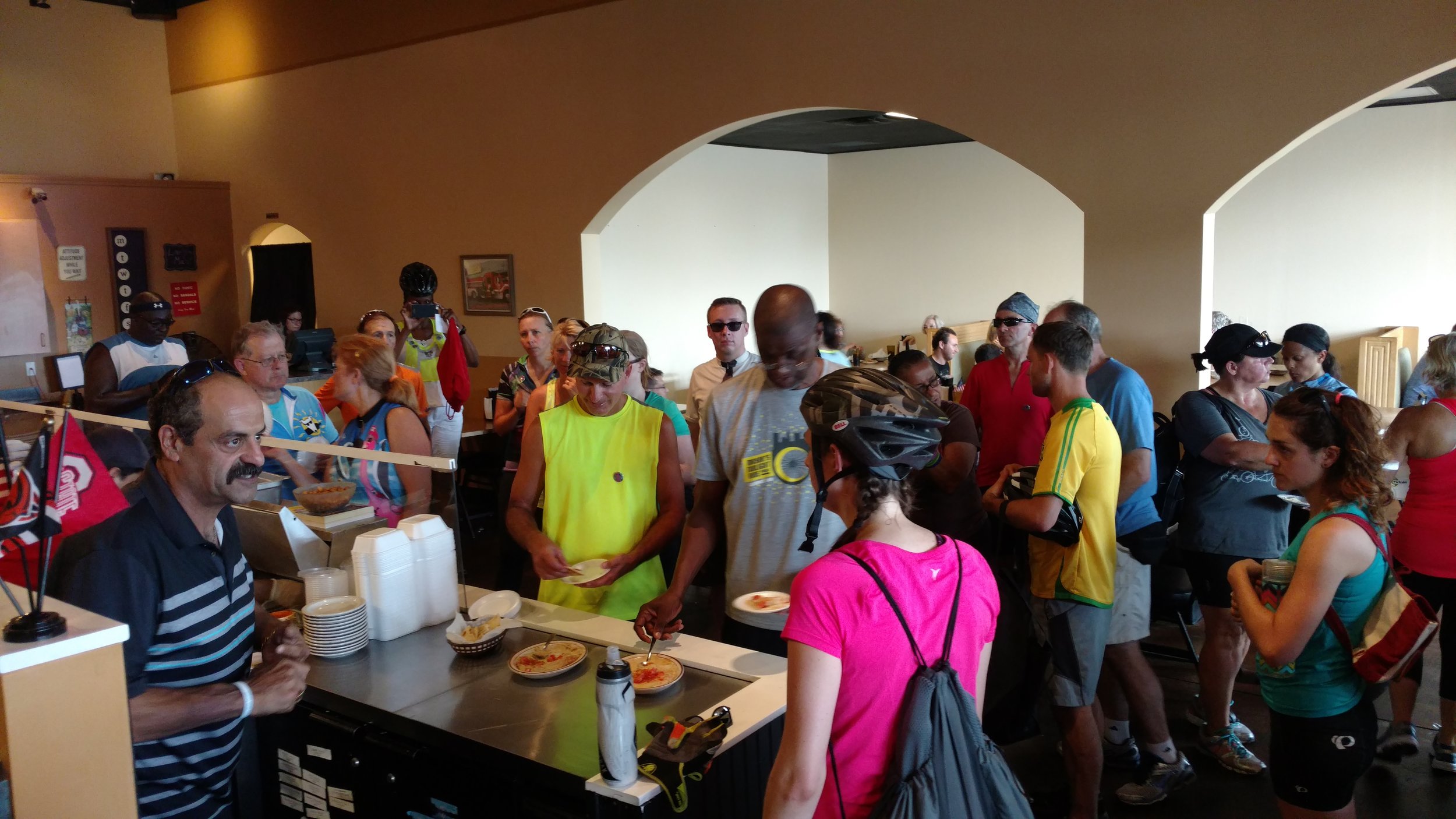 Lining up to try the food. Photo credit: Alec Fleschner