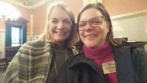 Our Executive Director, Catherine (right), with Kimber Perfect of Mayor Ginther's office at the hearing for HB 154, Ohio's 3' safe passing law.