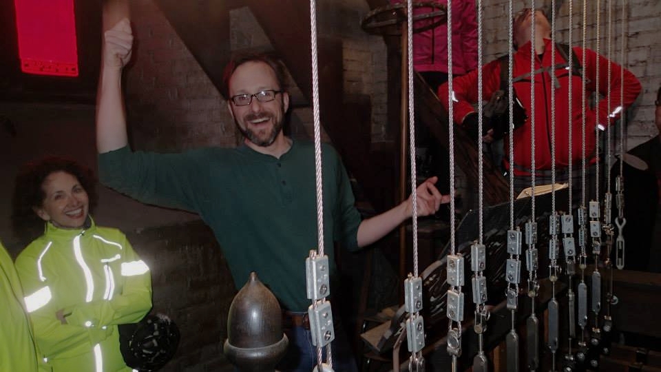 Ringing the bells of Trinity Episcopal on the Year of Yay! ride he led to various places of worship. 