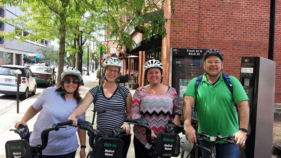 Riding with his colleagues to lunch on a Yay Bikes! Ride Buddy ride. 