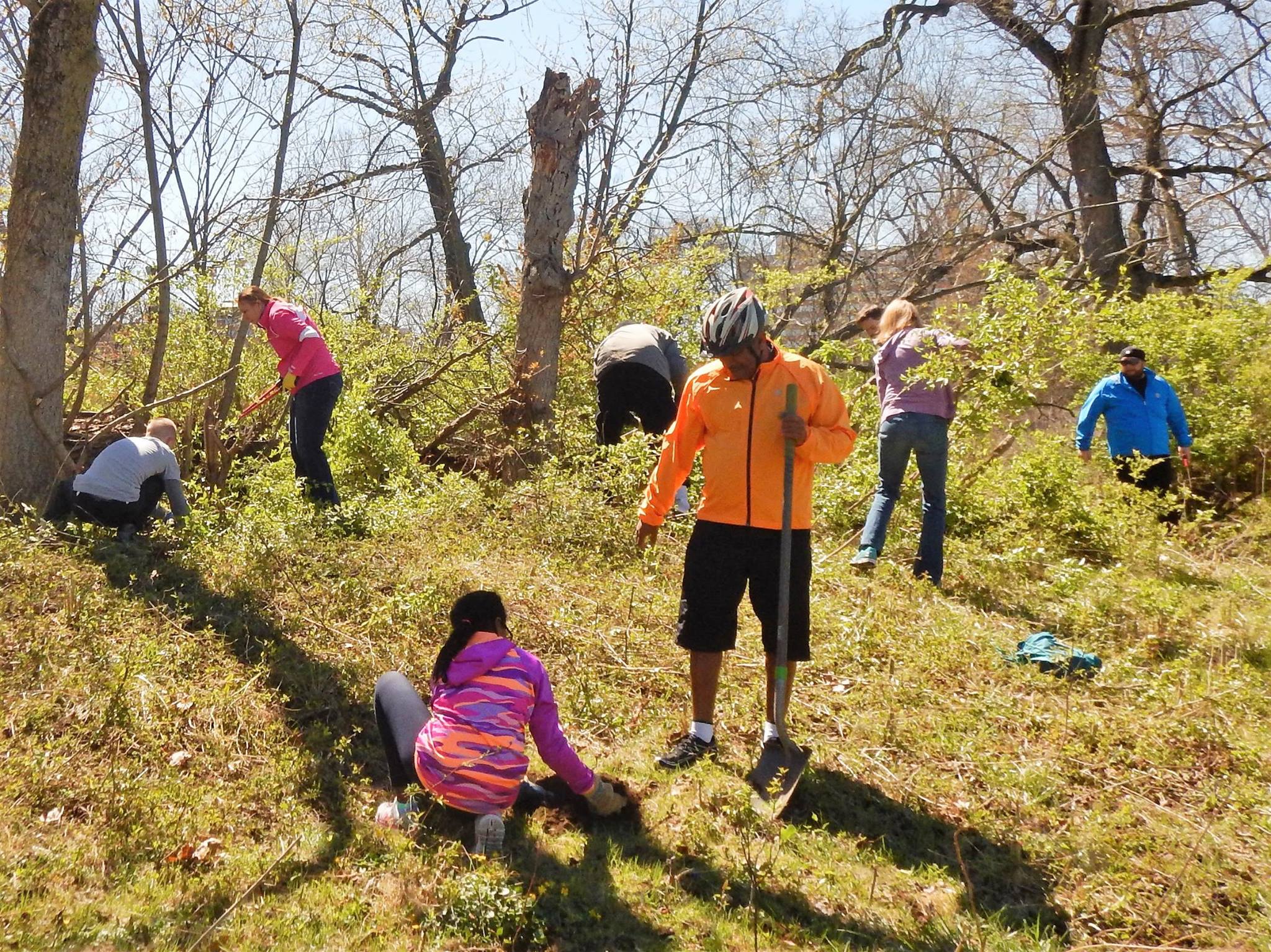 The crew clears invasive plants. Photo credit: Keith 'Lugs' Mayton